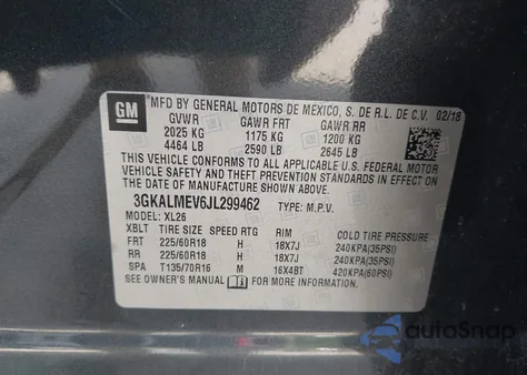 2018 GMC Terrain Sle from USA, damaged, VIN 3GKALMEV6JL299462